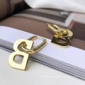 Shangjie OEM aretes para mujeres Fashion Sample Metal Earrings Real Gold Plated Vintage Earrings B Letter Ear buckle for Girl